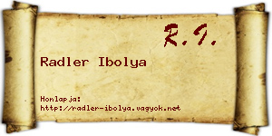 Radler Ibolya névjegykártya